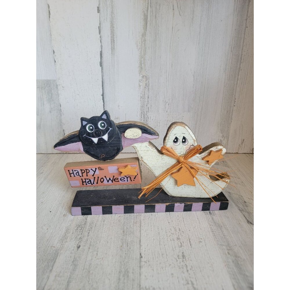 Wooden‎ vintage happy Halloween Bat ghost Halloween home decor